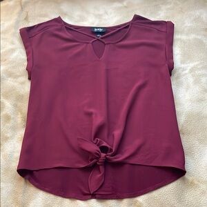 Burgundy Top with Knot Detail
